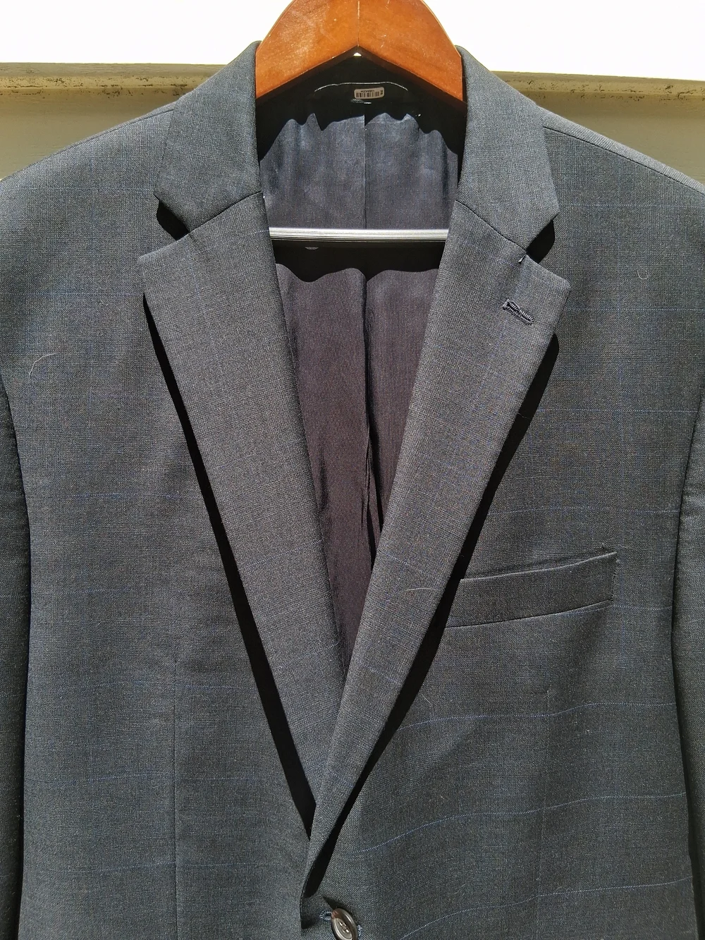 Lauren Ralph Lauren Mens 46R Wool Navy Blue Windowpane Sport Coat Jacket